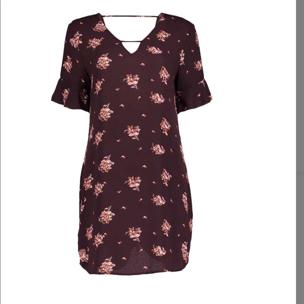 Burgundy Floral Chucker - Cutout Shift Dress- NWOT